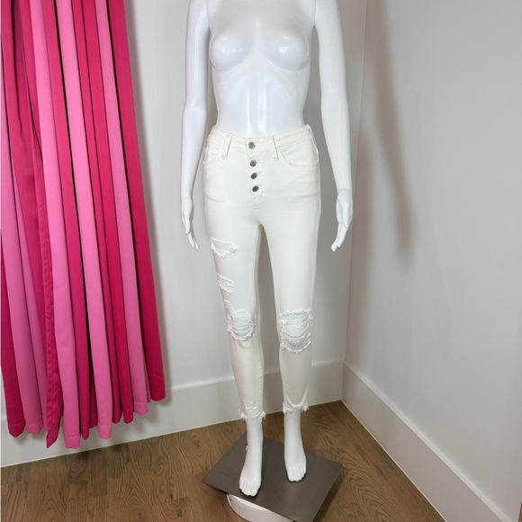 Flying Monkey White High Rise Distressed Button up Jeans - New Without tags - Picture 9 of 9